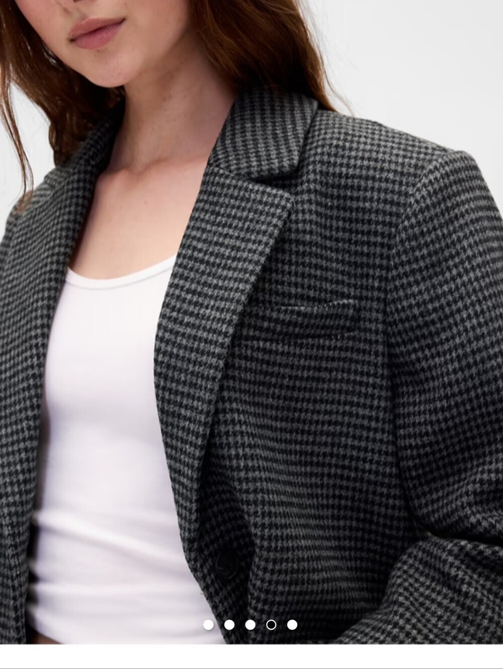 GAP Oversized Charcoal Houndstooth Long Blazer NWT Small - Picture 3 of 8